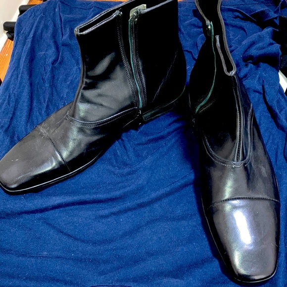 Via Spiga Italian Jet Black Leather Ankle Boots 13M - Picture 1 of 3